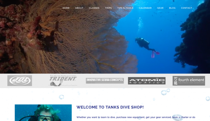 Scuba Dive Shop Web Design | PickleJuice Productions